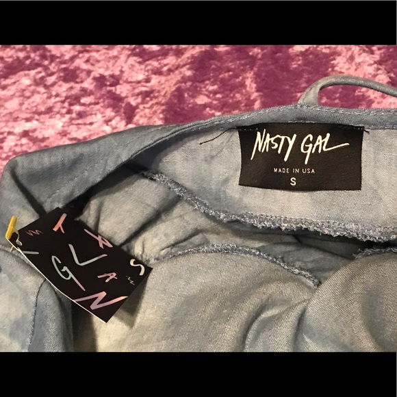 Nasty Gal Denim Small NWT Babydoll Dress - Picture 6 of 8